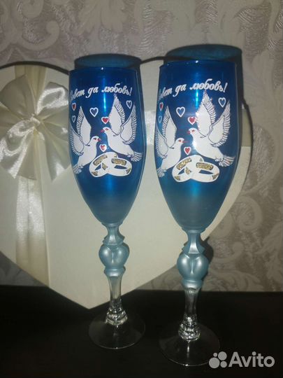 Свадебные бокалы ручной работы