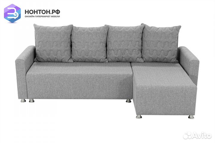 Диван угловой еврокнижка Челси 2 светло-серый