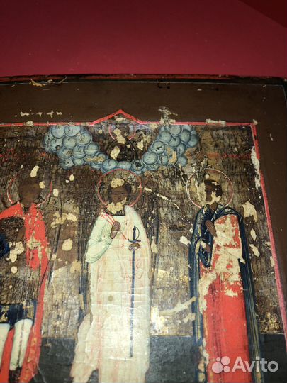 Старинная икона Арх. Михаил, Ангел и Афанасий мзю