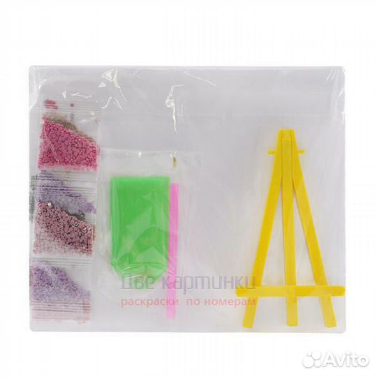 Алмазная мозаика 21x25 Кот и голубые незабудки