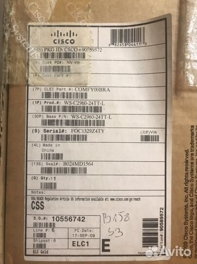 Коммутатор Cisco WS-C2960-24TT-L