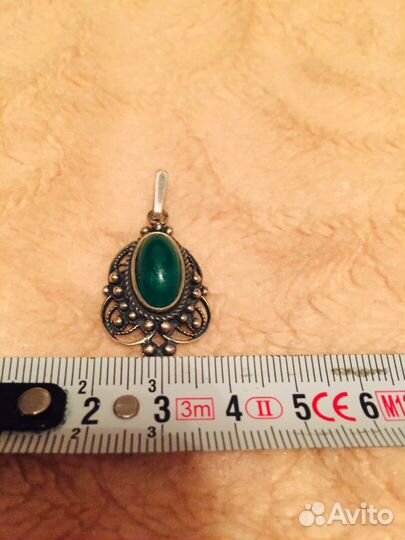 Кулон подвеска 925 с малахитом