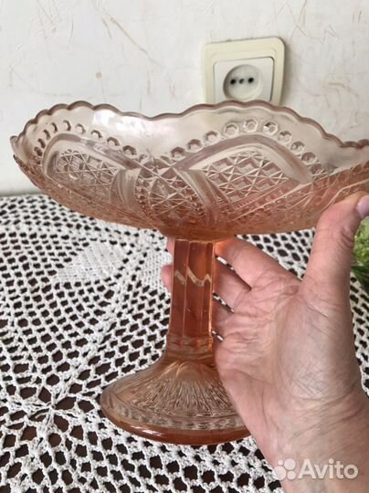 Ваза для фруктов конфетница посуда цветное стекло