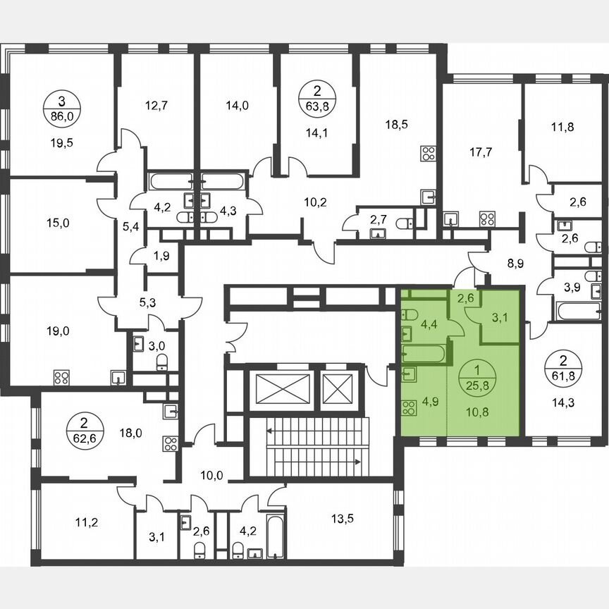 Квартира-студия, 25,8 м², 6/17 эт.