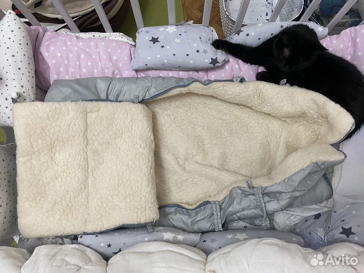 Зимний конверт в коляску на овчине