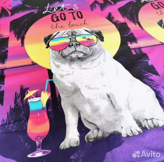 Полотенце пляжное мопс в сочи