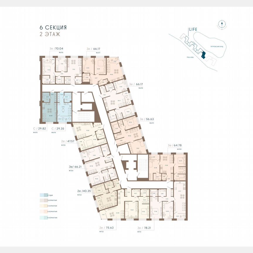 2-к. апартаменты, 68 м², 2/8 эт.