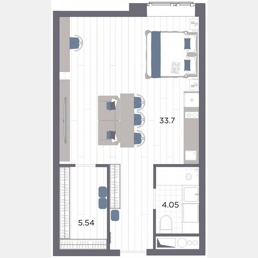 Апартаменты-студия, 43,3 м², 7/14 эт.