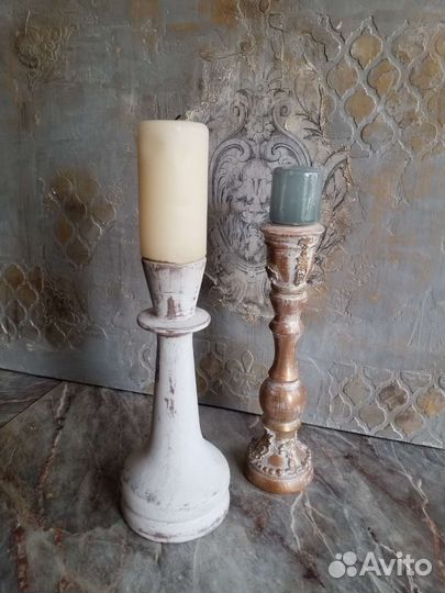Подсвечники. Дерево, стекло