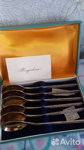 Ложки мельхиоровые с позолотой Новые