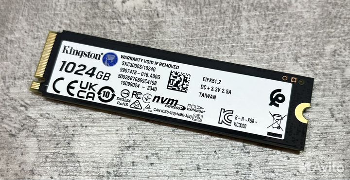 Новый SSD Kingston 1024Gb KC3000 + win10