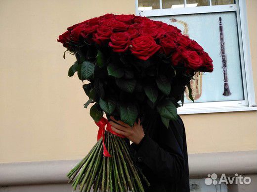 Букет из 101 розы (цвет красный, роза Россия)