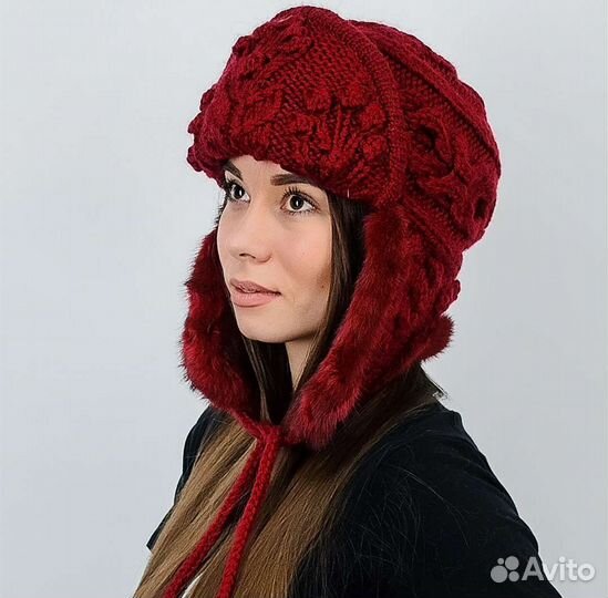 Шапка ушанка натуральный мех женская