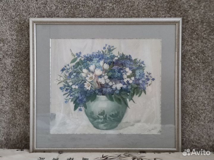 Картина пастель. Натюрморт цветы. А. Н. Орлова