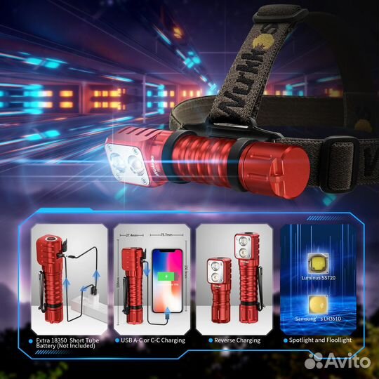 Фонарь налобный HD15 Red 4000K 