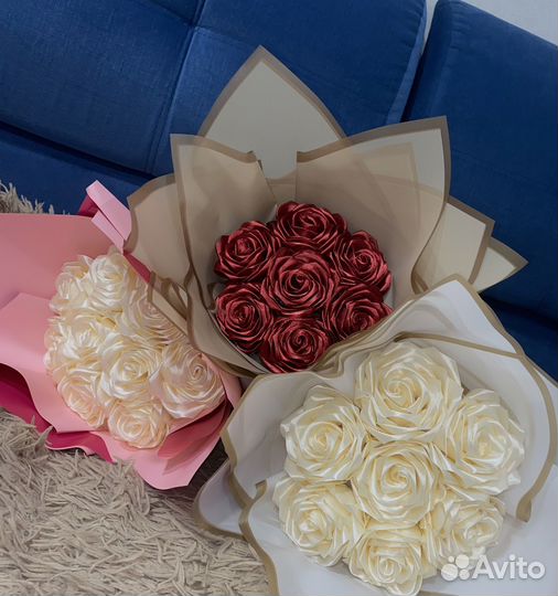 Букеты из атласных лент