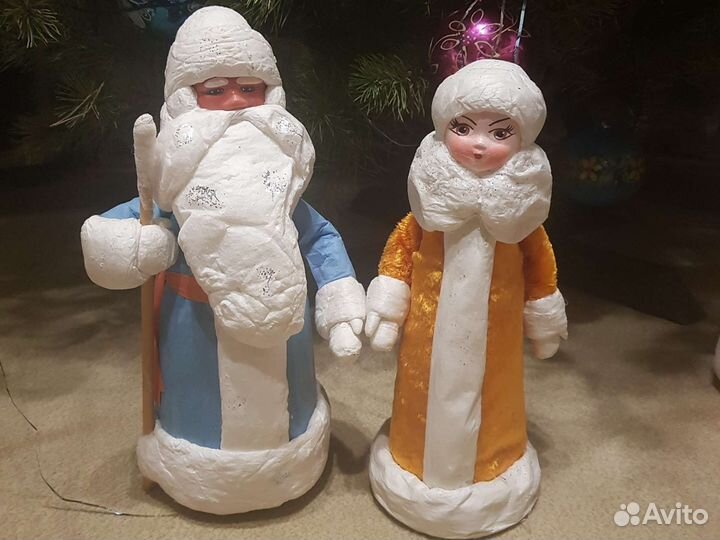 Дед мороз и снегурочка ватные СССР, 2 пары