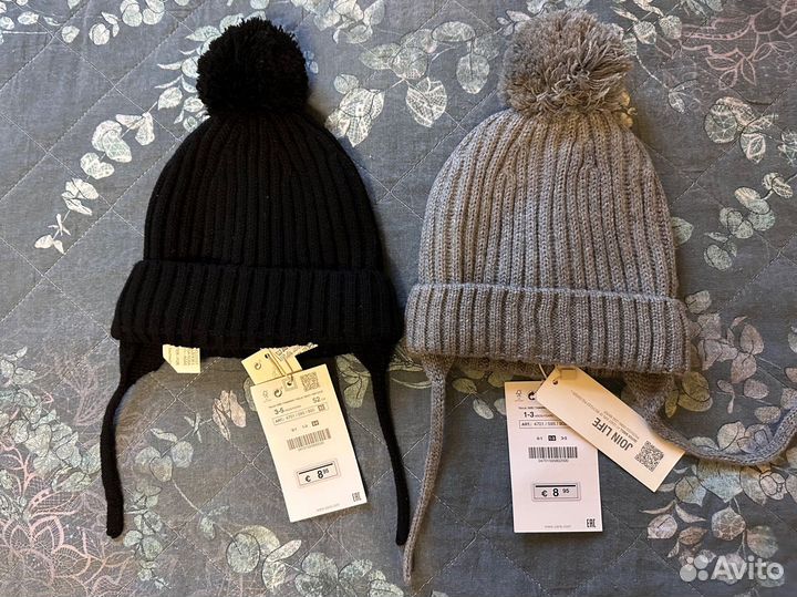 Черная шапка Zara 1-3 Y + снуд и варежки