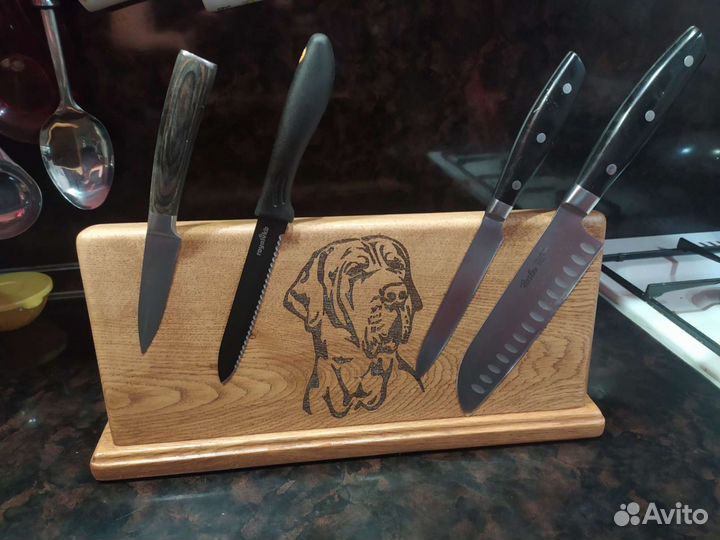 Держатель для ножей из дуба с неодимовыми магнитам