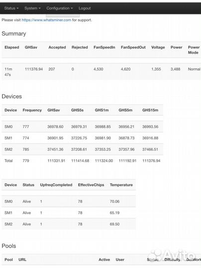 Whatsminer M30S++ 108 TH/S