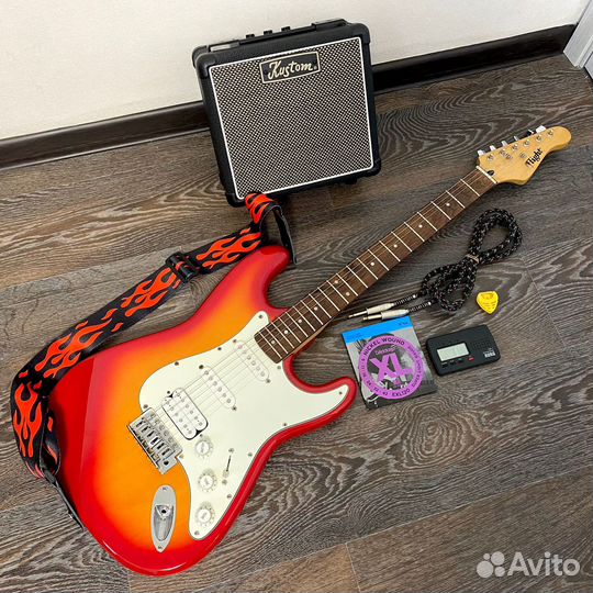 Электрогитара Flight Комбик Kustom + аксессуары