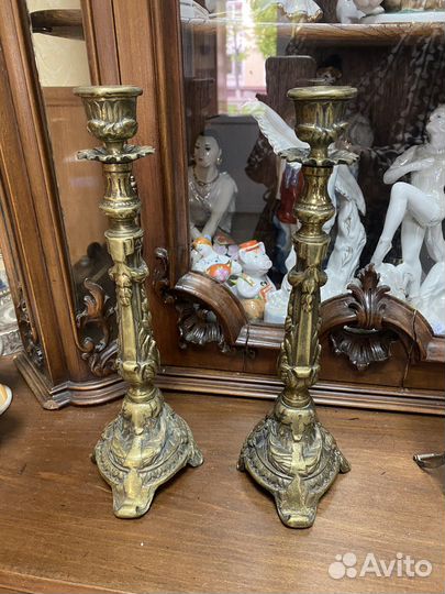 Подсвечники парные старинные бронза