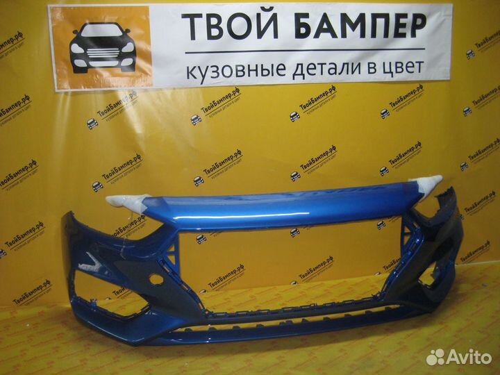 Бампер передний Hyundai Solaris 2017 Синий N4B