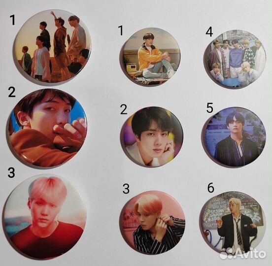 Значки BTS на рюкзак, сумку и прочее; См. описание