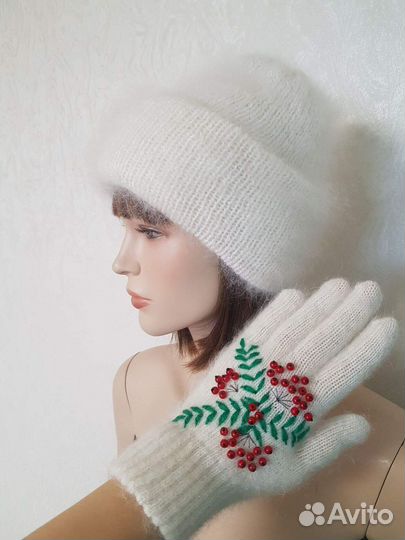 Шапка пуховая женская вязаная такори Козий пух