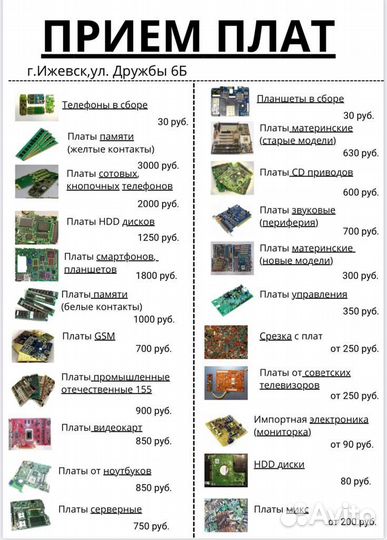 Прием плат, реле, радиодеталей