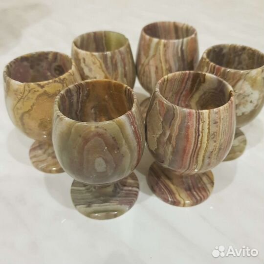 Рюмки стопки из природного камня оникса 6шт