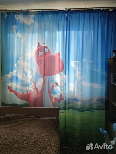Детские шторы с динозавром