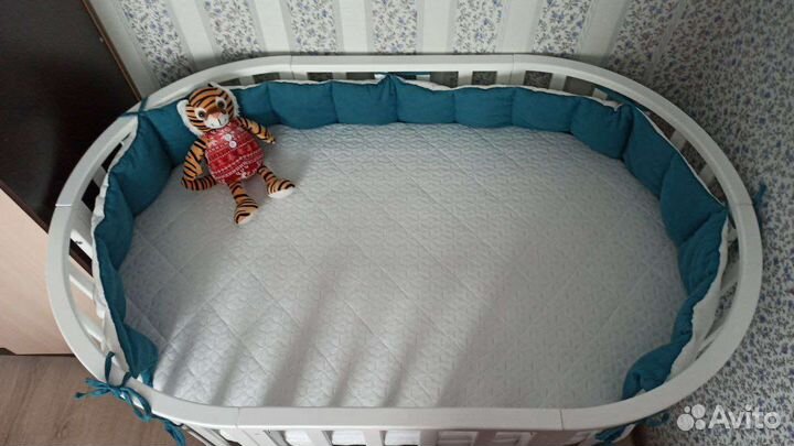 Бортики в кроватку лён