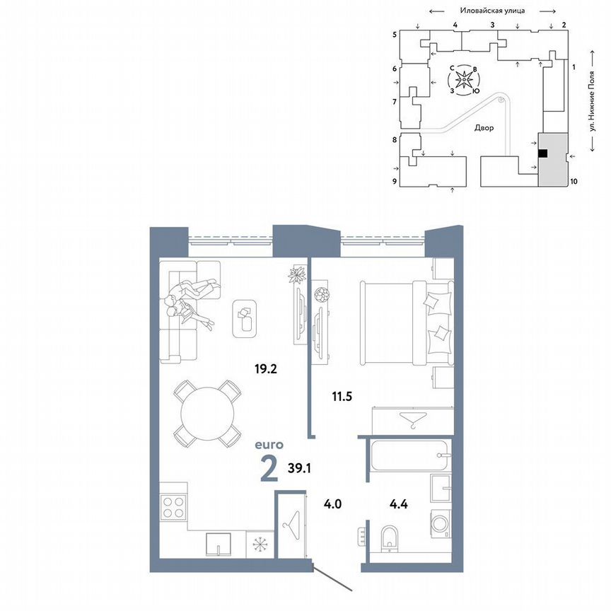 1-к. квартира, 39,1 м², 2/33 эт.
