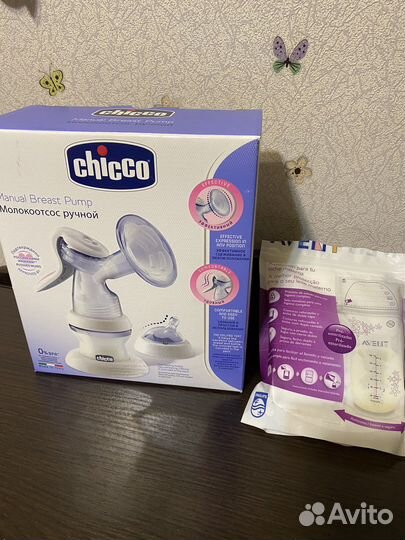Молокоотсос chicco и пакеты для молока Avent
