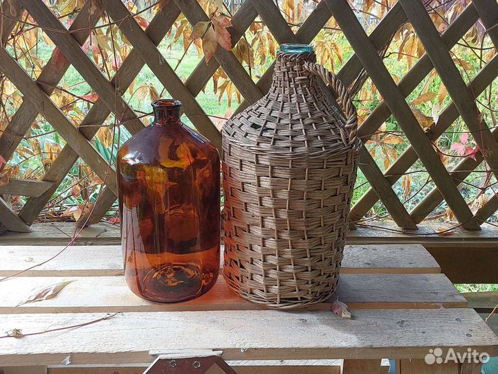 Бутыль в оплетке темная аптекарская СССР