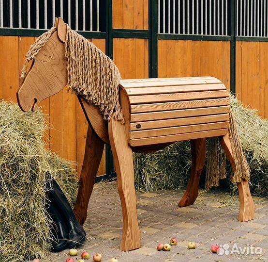 Иппотренажер. Деревянная лошадь для тренировок