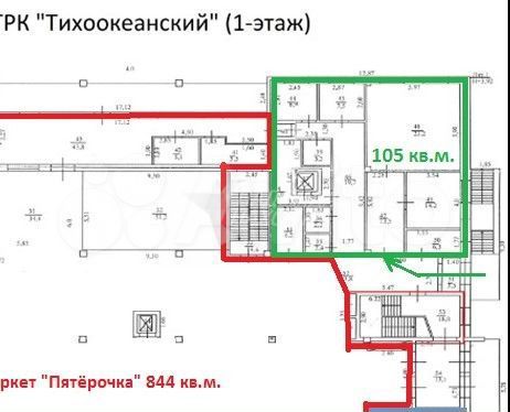 Аренда. ТЦ Тихоокеанский. 1 этаж. 105 м2