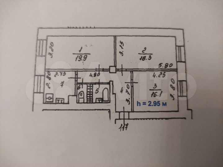 Комната 35 м² в 3-к., 1/10 эт.