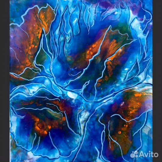 Картина Волшебные цветы, Флюид Арт, 35-40 см