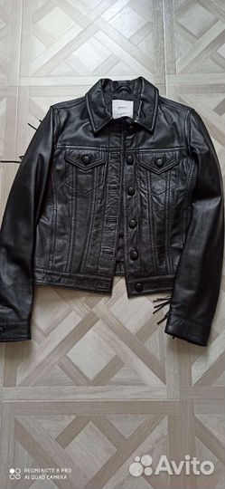 Кожаная куртка mango