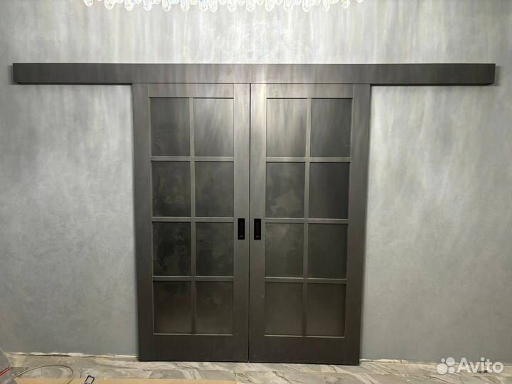 Межкомнатная дверь Мурано-2 белый, патина серебро глухое