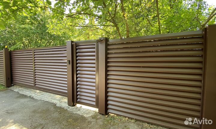 Забор жалюзи шоколад