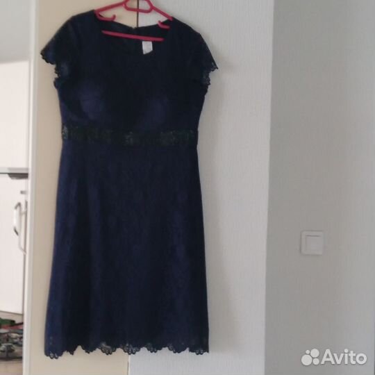 Платье летнее кружевное синее