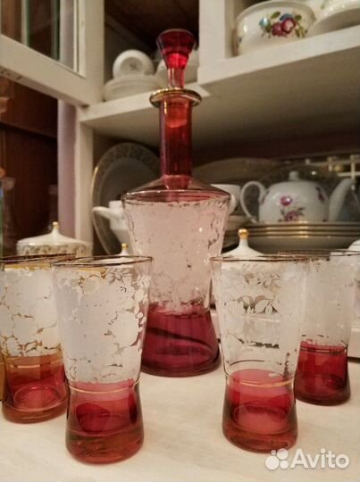 Набор графин и стопки антик