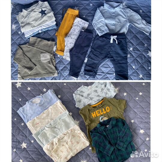 Пакет вещей 62р и 68р + простыня (новая) + грелка