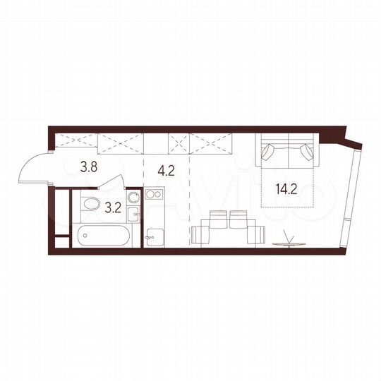 Квартира-студия, 25,4 м², 11/26 эт.