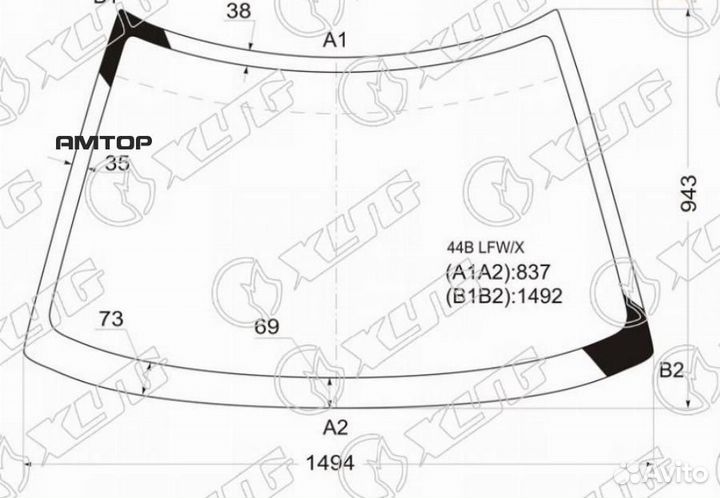 XYG 44B LFW/X Стекло лобовое subaru legacy 4/5D 89