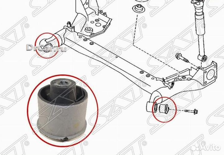 SAT STD65128460 Сайлентблок задней балки mazda2/demio 07- SAT STD65128460