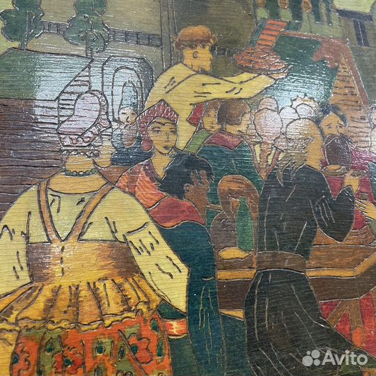 Картина маслом СССР Пиршество Гуляние 70 на 50 см